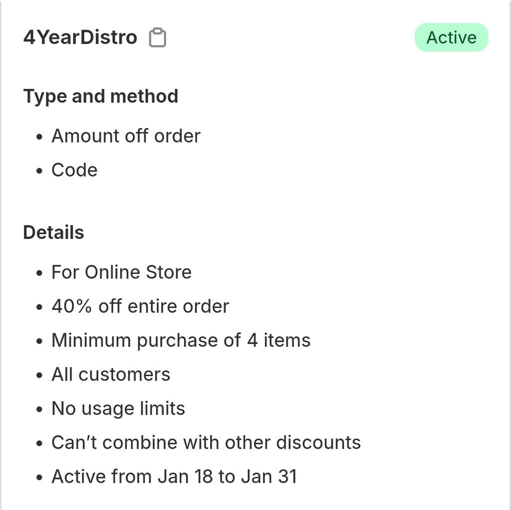 4 YEAR DISTRO ANNIVERSARY
